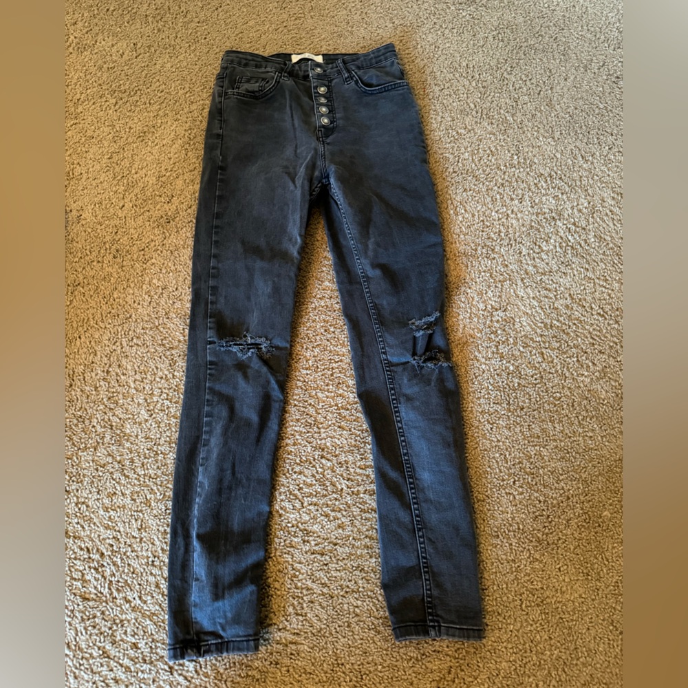 Distressed 5 Button Jeans